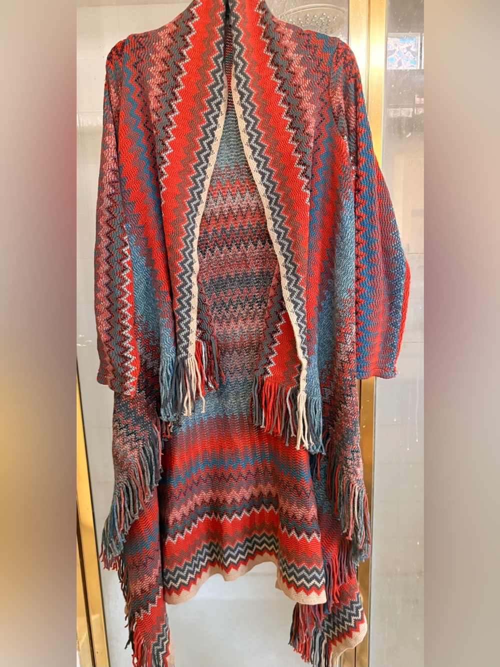 NWOT Hi Lo Maxi  Fringe Cardigan